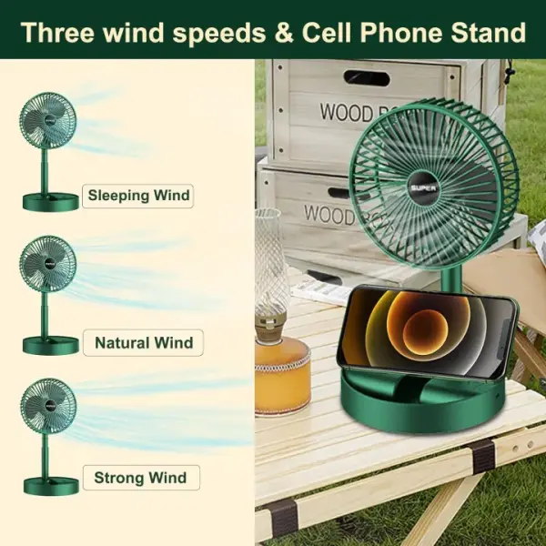 Portable USB Folding Fan – Retractable Floor Standing Fan